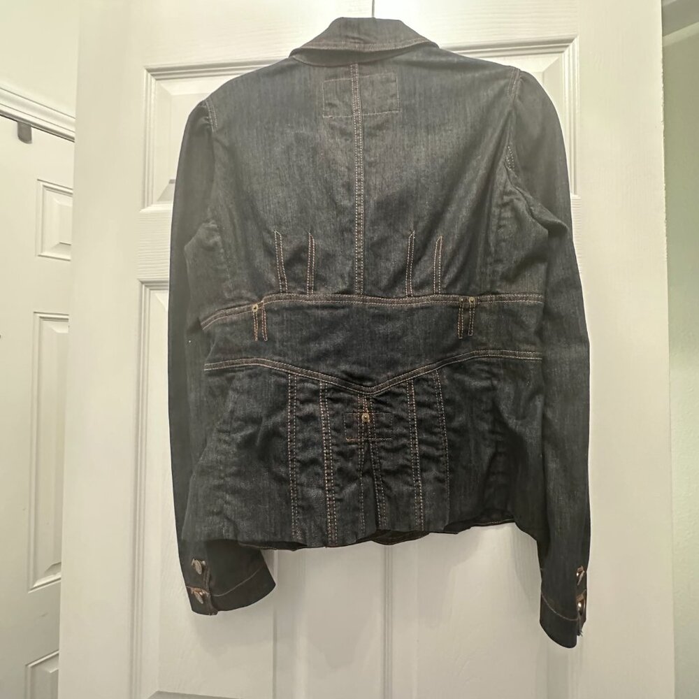 Marc Jacobs Vintage Dark Blue Denim Blazer Jacket Size 12 - Picture 2 of 7